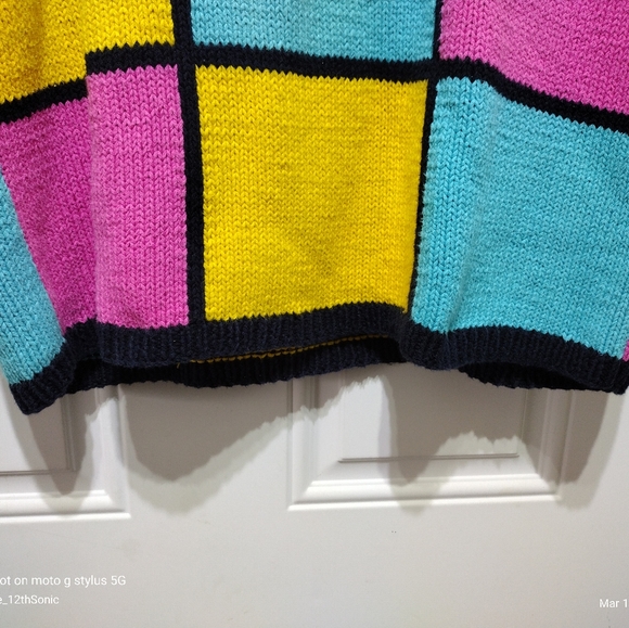 Vtg Neiman Marcus Exclusive Woman's Pullover Sweater Color Block Size Medium - Picture 3 of 7